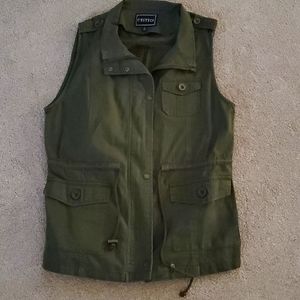 Olive Green Cinch Waist Vest Size Large